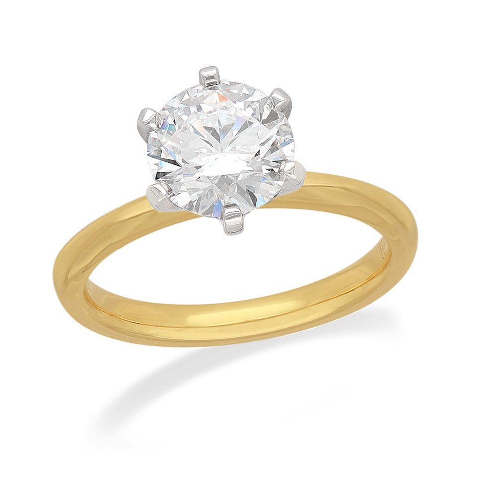 18ct Yellow and White Gold Lab-Grown Round Brilliant cut Engagement ring, 1.52ct centre