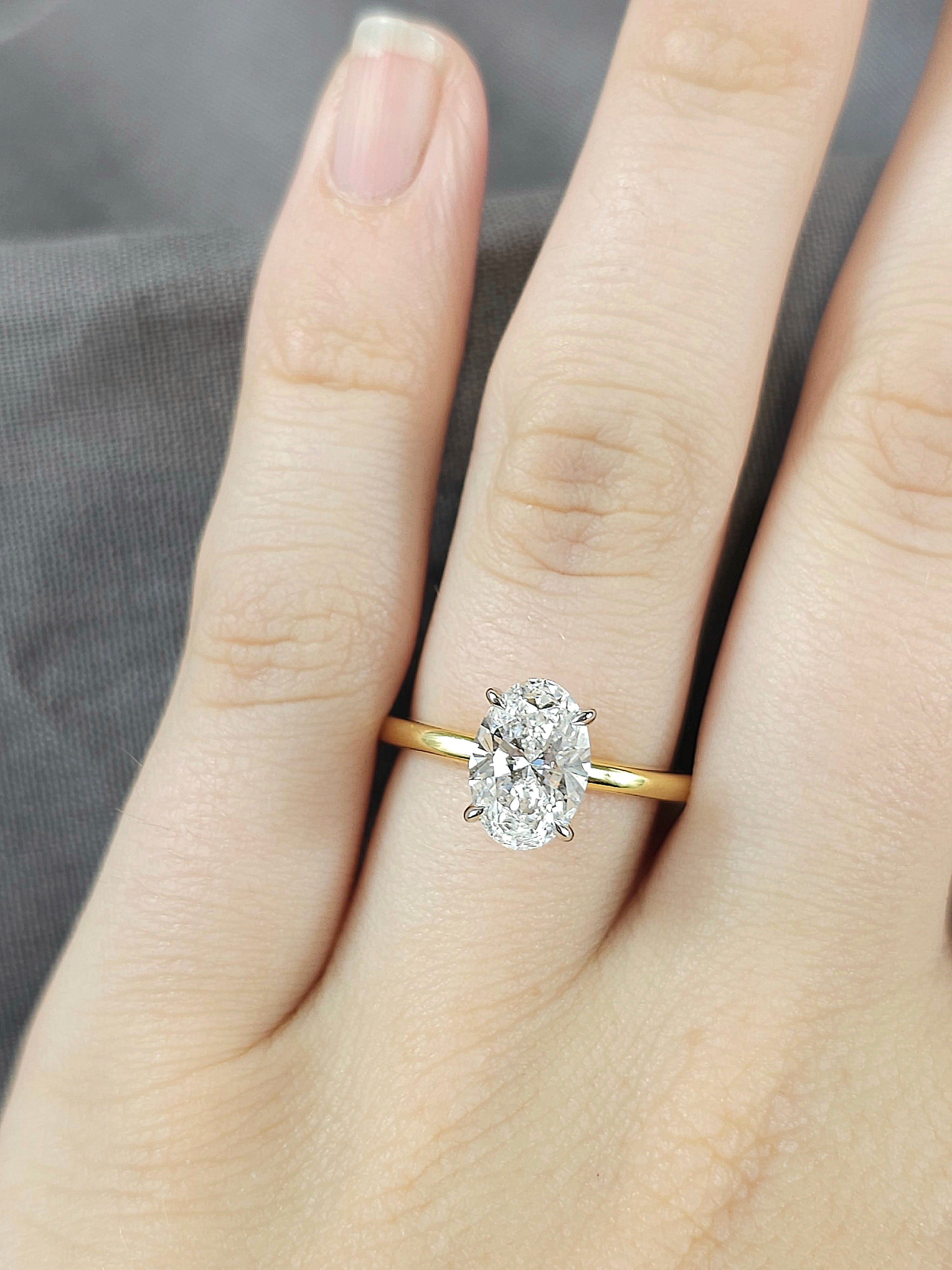 18ct Yellow and White Gold Lab-Grown Oval cut Engagement ring, 1.75ct centre