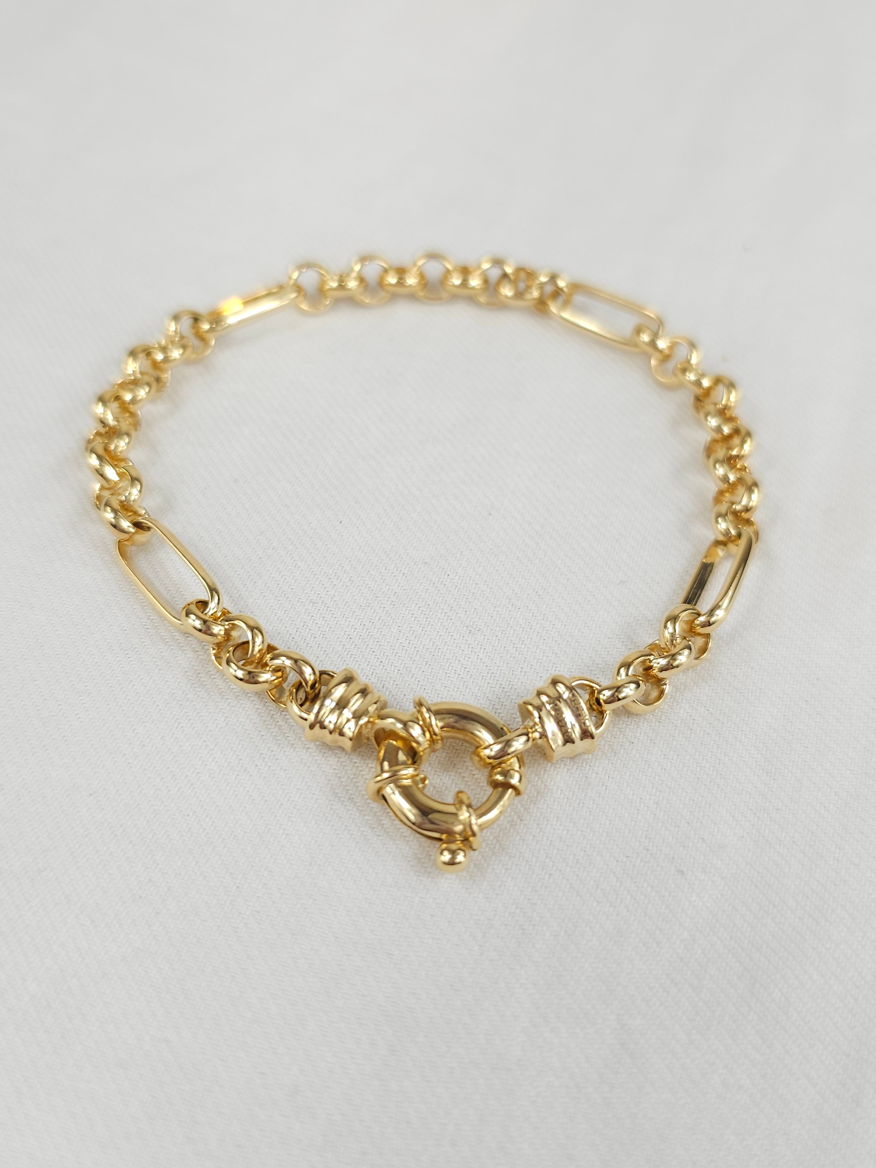 9ct Yellow Gold Silver filled 9 to 1 belcher bracelet, 19cm