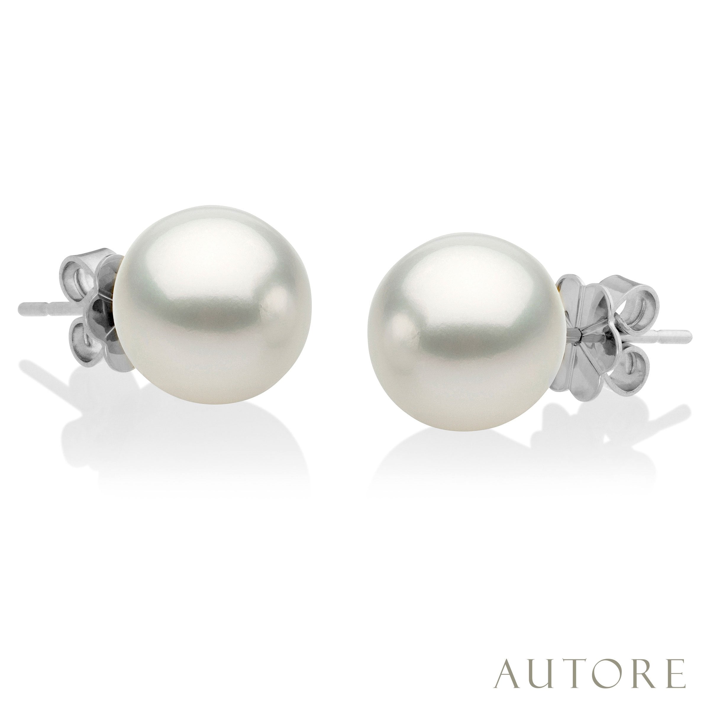 Autore 18ct White Gold 9mm South Sea pearl studs