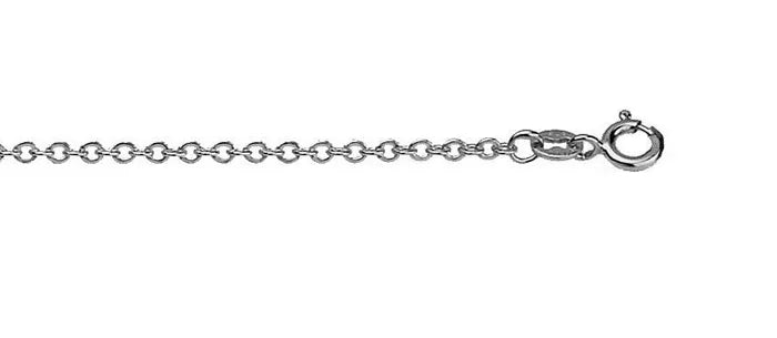 9ct White Gold Hammered cable chain, 50cm