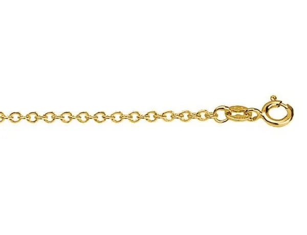 9ct Yellow Gold Hammered cable chain, 55cm