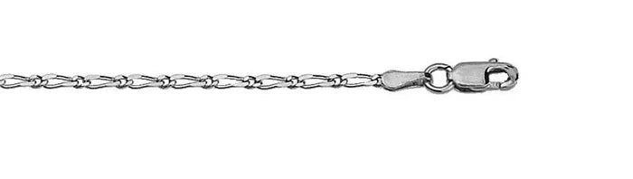 9ct White Gold Diamond cut Figaro chain, 42cm