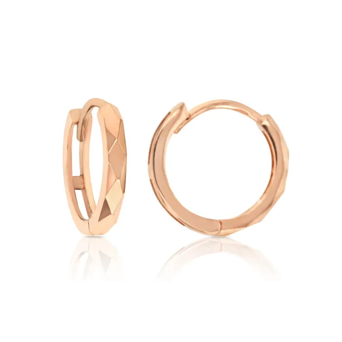 9ct Rose Gold Diamond Cut huggies