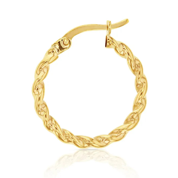 9ct Yellow Gold Twisted Hoop earrings
