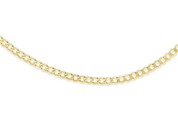 9ct Yellow Gold Diamond cut curb chain, 55cm