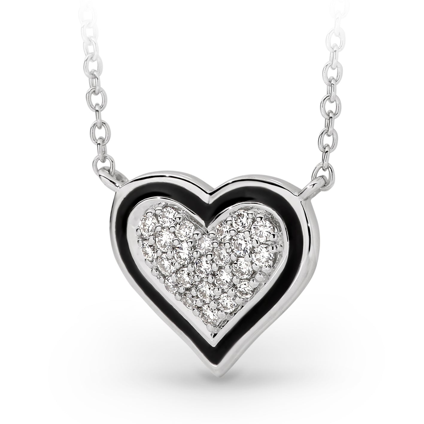 9ct White Gold Diamond heart pendant