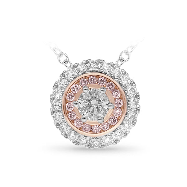9ct Rose and White gold, Diamond and pink Diamond pendant