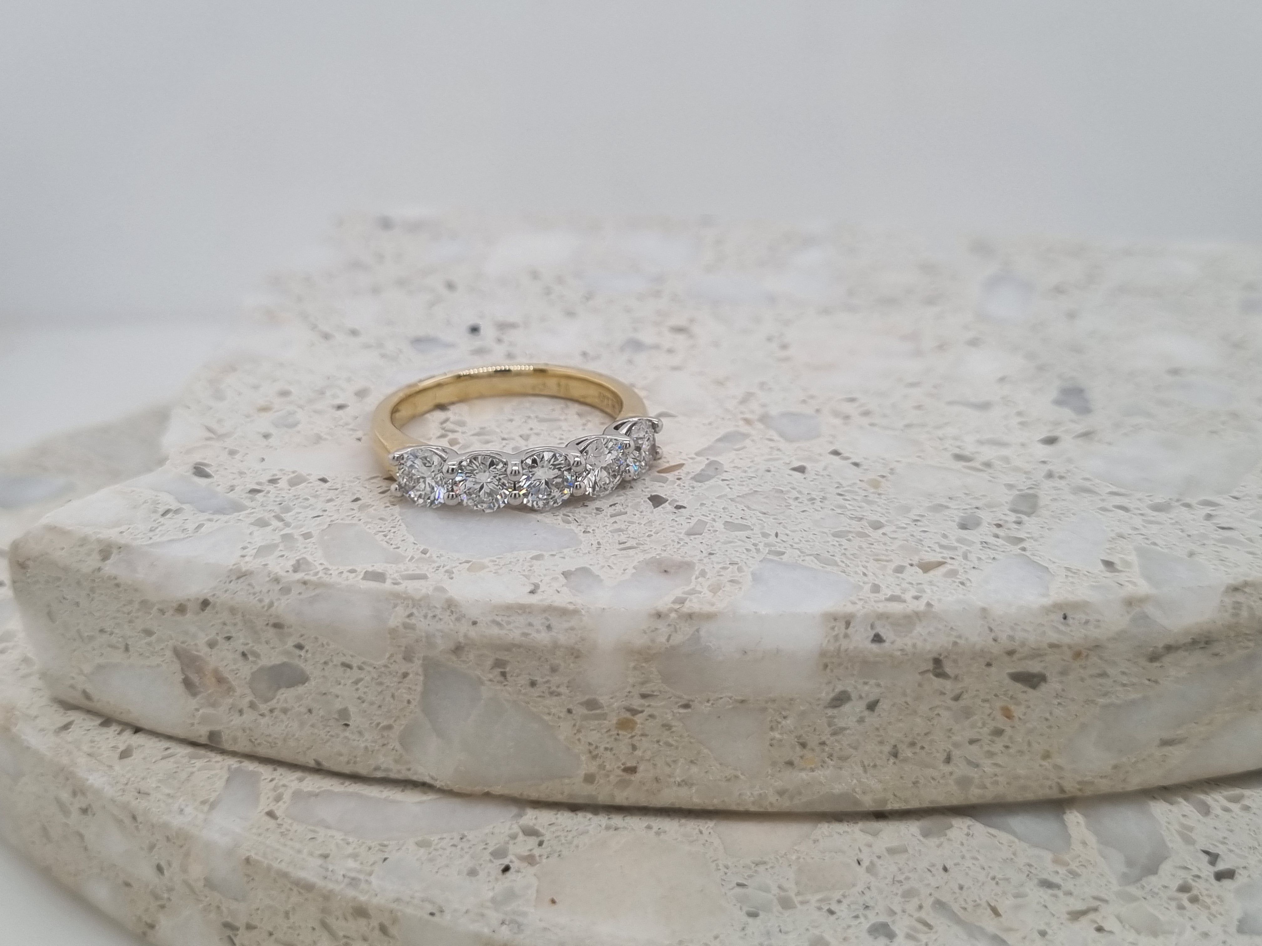 9ct Yellow and White Gold Lab Grown Diamond ring, 1.50 carats total.