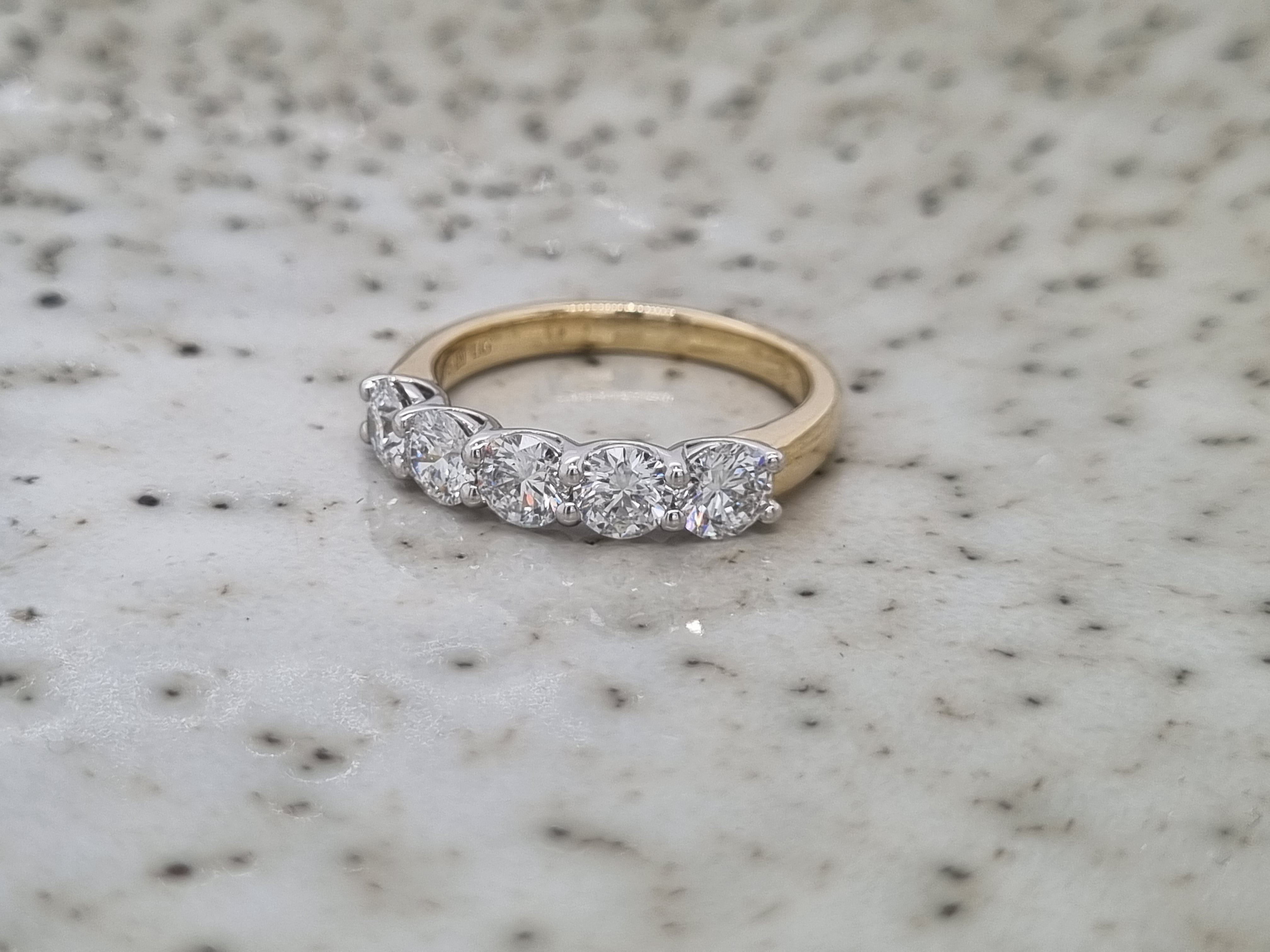 9ct Yellow and White Gold Lab Grown Diamond ring, 1.50 carats total.