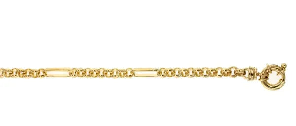 9ct Yellow Gold Silver filled 9 to 1 belcher bracelet, 19cm