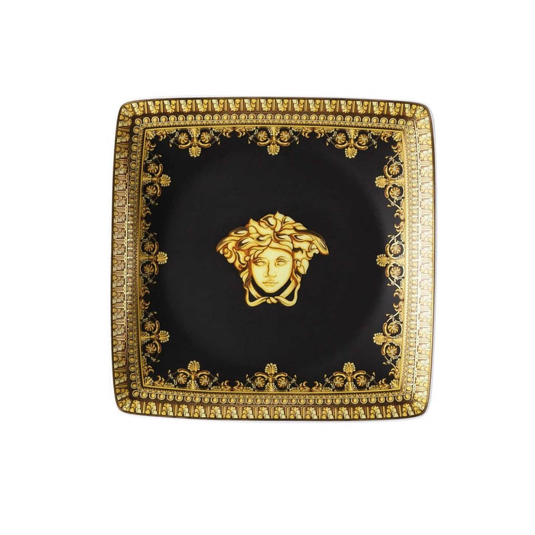 VERSACE Baroque Nero Square dish 12cm