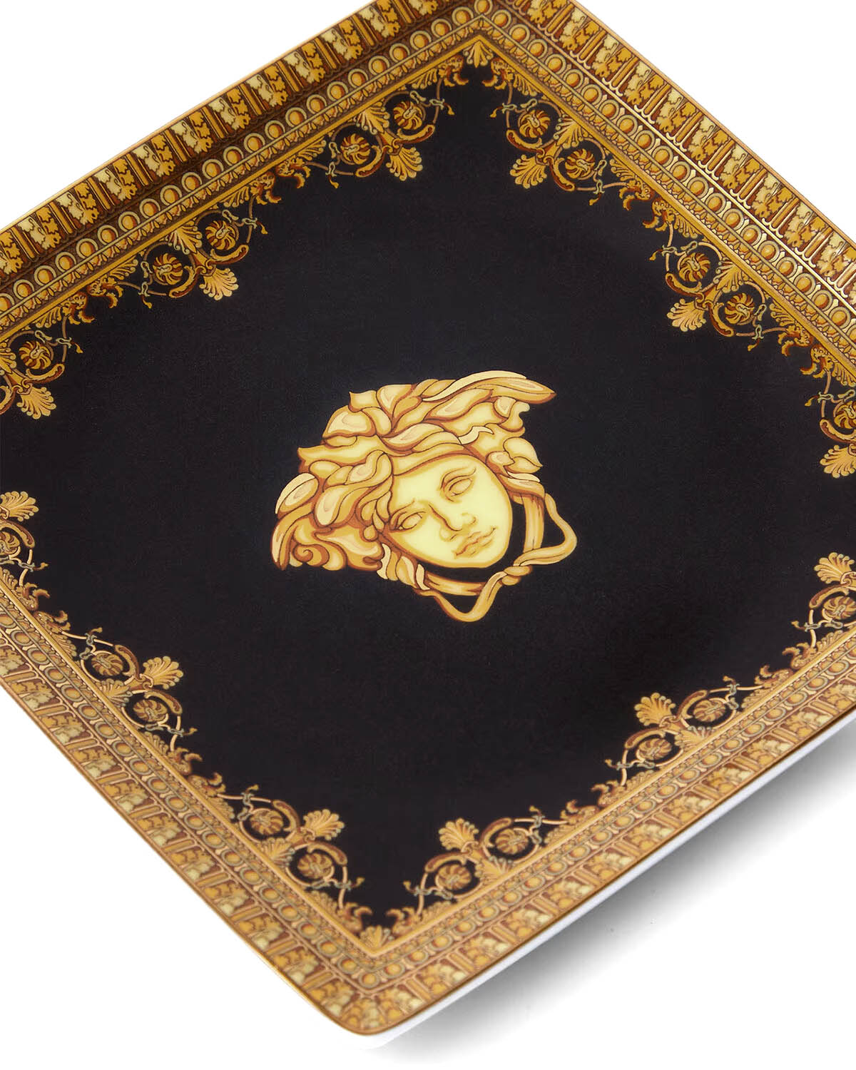 VERSACE Baroque Nero Square dish 12cm