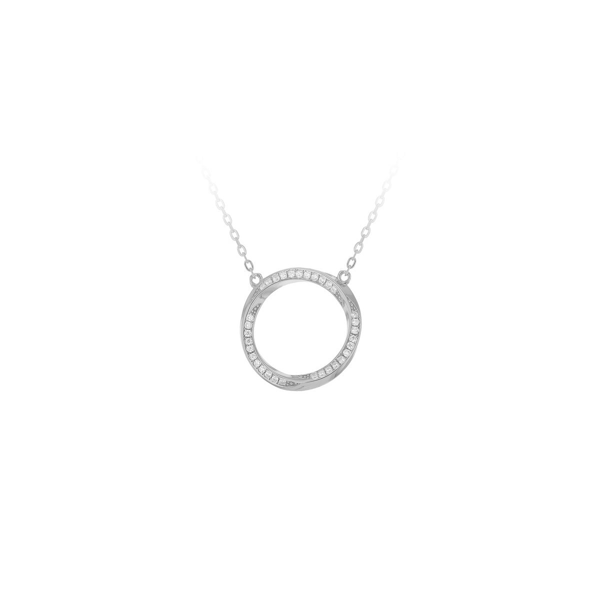 Sterling Silver Rhodium Twisted Cubic Zirconia Pendant